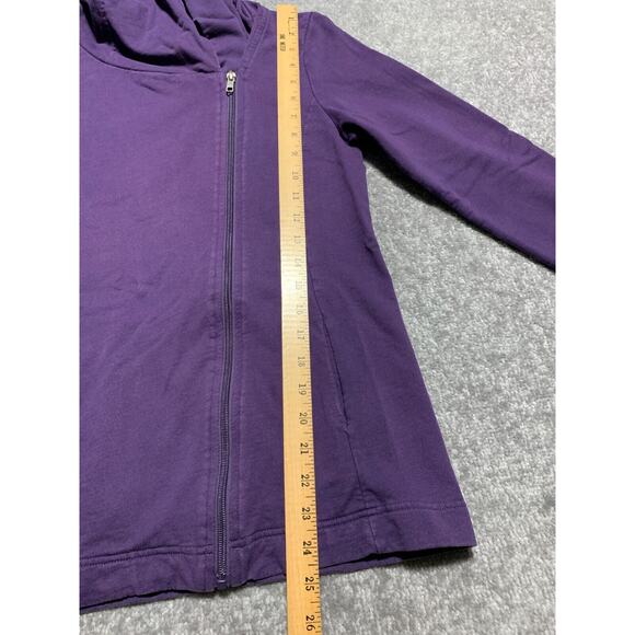 Gap Fit Full Zip Hooded Sweater Women Size M Purple Pocket 100% Cotton - Picture 10 of 12